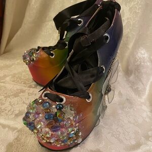 Unique Custom Rainbow Crystal Women's Platform Shoes